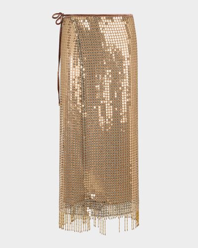 Roberto Cavalli Sequined Fishnet Midi Wrap Skirt