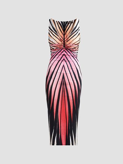 Roberto Cavalli Women's Printed V-Neck Midi Dress