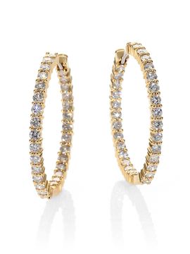 Roberto Coin 18K Yellow Gold & Diamond Hoop Earrings/1.15"