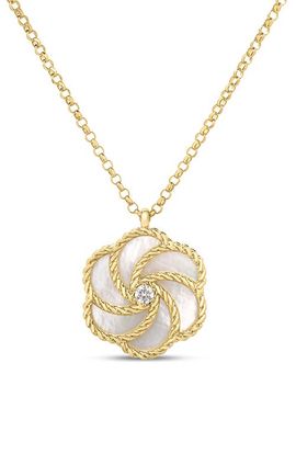 Roberto Coin Roberto Coin 18K Gold Diamond & Mother-of-Pearl Rose Pendant Necklace (Nordstrom Exclusive)