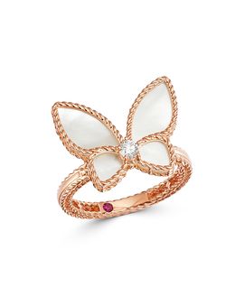 Roberto Coin Roberto Coin 18K Rose Gold Mother-of-Pearl & Diamond Butterfly Ring