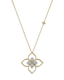 Roberto Coin Roberto Coin 18K White & Yellow Diamond Open Flower Necklace, 0.43 tcw