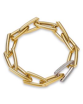 Roberto Coin Roberto Coin 18K White & Yellow Gold Bold Gold Diamond Pave Open Link Bracelet, 1.55 tcw
