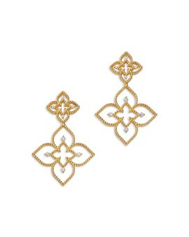 Roberto Coin Roberto Coin 18K White & Yellow Gold Diamond Flower Drop Earrings, 0.22 tcw