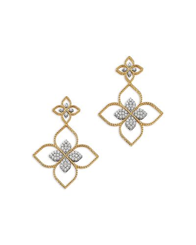 Roberto Coin Roberto Coin 18K White & Yellow Gold Princess Diamond Flower Drop Earrings, 0.97 tcw