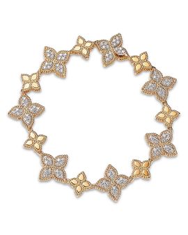Roberto Coin Roberto Coin 18K White & Yellow Gold Princess Flower Diamond Flower Link Bracelet, 1.32 tcw