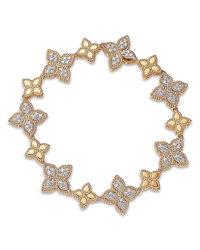 Roberto Coin Roberto Coin 18K White & Yellow Gold Princess Flower Diamond Flower Link Bracelet, 1.32 tcw