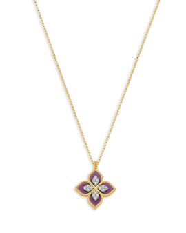 Roberto Coin Roberto Coin 18K White & Yellow Gold Venetian Princess Phosphoiderite & Diamond Flower Pendant Necklace, 16-18