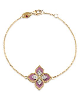 Roberto Coin Roberto Coin 18K White & Yellow Venetian Princess Diamond & Phosphosiderite Flower Bracelet