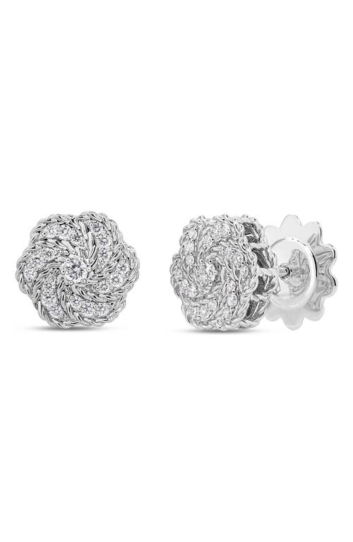 Roberto Coin Roberto Coin 18K White Gold Diamond Rose Stud Earrings (Nordstrom Exclusive) 