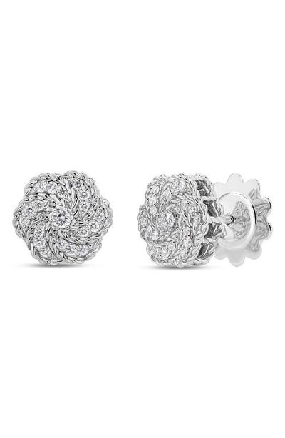 Roberto Coin Roberto Coin 18K White Gold Diamond Rose Stud Earrings (Nordstrom Exclusive) 