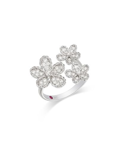 Roberto Coin Roberto Coin 18K White Gold Jasmine Diamond Triple Flower Cluster Ring