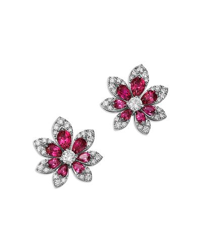 Roberto Coin Roberto Coin 18K White Gold Rubellite & Diamond Tiara Stud Earrings