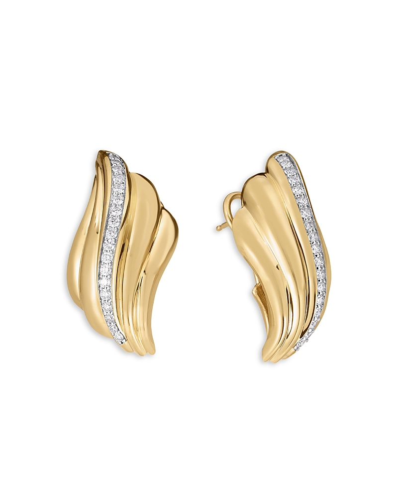 Roberto Coin Roberto Coin 18K Yellow Gold Bold Gold Diamond Croissant Statement Earrings