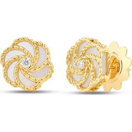 Roberto Coin Roberto Coin 18K Yellow Gold Diamond & Mother-of-Pearl Rose Stud Earrings (Nordstrom Exclusive)