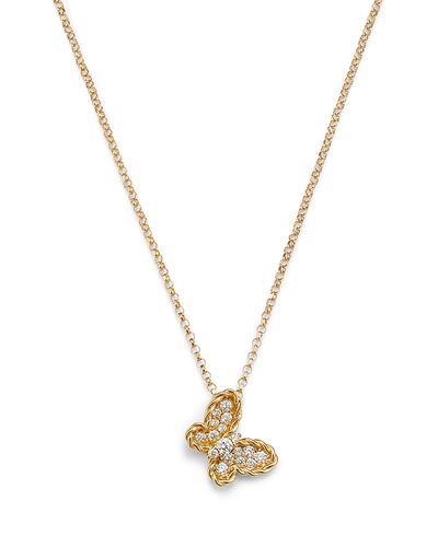 Roberto Coin Roberto Coin 18K Yellow Gold Diamond & Mother of Pearl Butterfly Pendant Necklace, 0.15 tcw