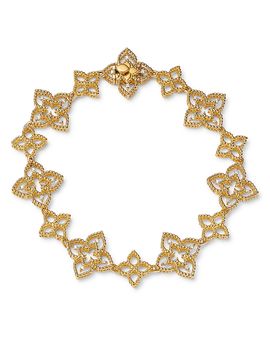 Roberto Coin Roberto Coin 18K Yellow Gold Diamond Open Flower Link Bracelet, 0.16 tcw