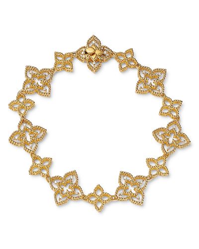 Roberto Coin Roberto Coin 18K Yellow Gold Diamond Open Flower Link Bracelet, 0.16 tcw