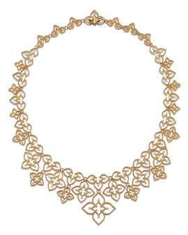 Roberto Coin Roberto Coin 18K Yellow Gold Diamond Princess Flower Collar Necklace, 1.35 tcw