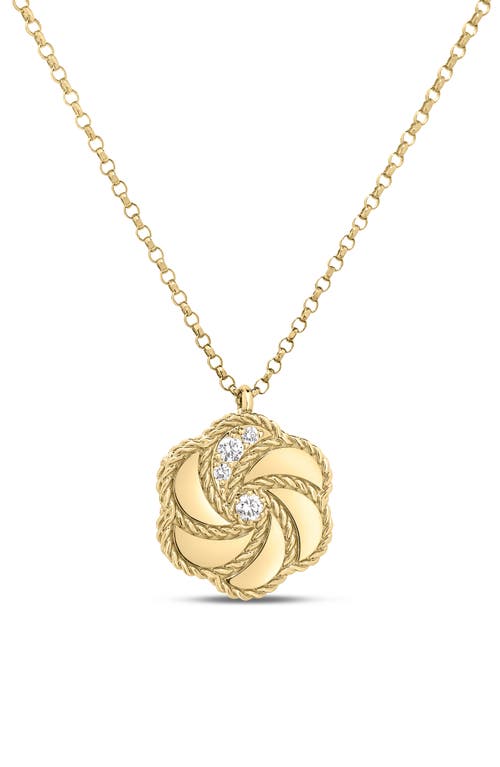 Roberto Coin Roberto Coin 18K Yellow Gold Diamond Rose Pendant Necklace (Nordstrom Exclusive)