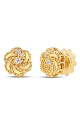Roberto Coin Roberto Coin 18K Yellow Gold Diamond Rose Stud Earrings (Nordstrom Exclusive)