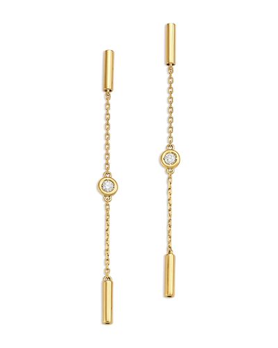 Roberto Coin Roberto Coin 18K Yellow Gold Diamonds by the Inch Diamond Bezel & Polished Bar Linear Drop Earrings, 0.22 tcw