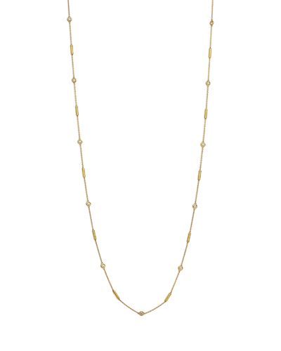 Roberto Coin Roberto Coin 18K Yellow Gold Diamonds by the Inch Yellow Diamond Bezel & Polished Bar Collar Necklace, 0.83 tcw