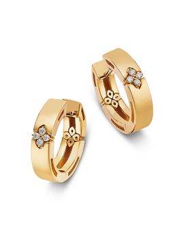 Roberto Coin Roberto Coin 18K Yellow Gold Love in Verona Diamond Flower Hoop Earrings, 0.03 tcw