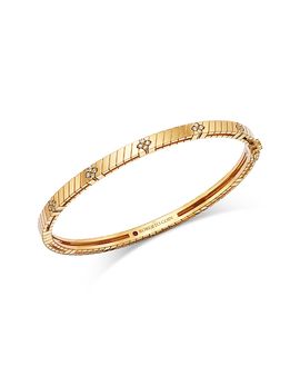 Roberto Coin Roberto Coin 18K Yellow Gold Love in Verona Diamond Ridged Bangle Bracelet, 0.09 tcw