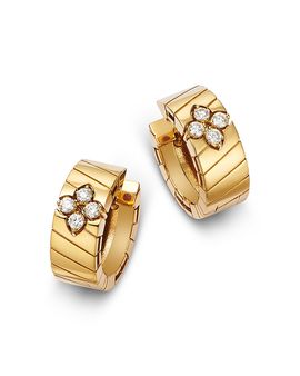 Roberto Coin Roberto Coin 18K Yellow Gold Love in Verona Diamond Ridged Hoop Earrings, 0.15 tcw