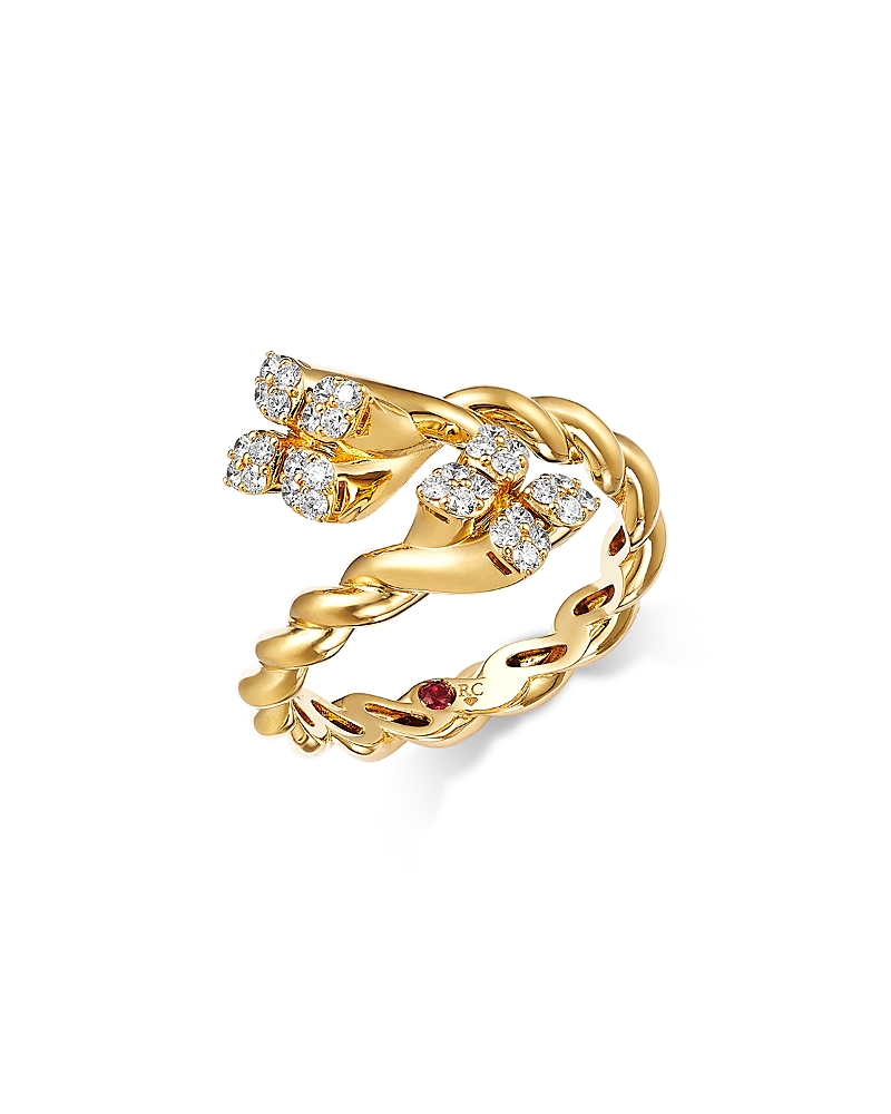 Roberto Coin Roberto Coin 18K Yellow Gold Love in Verona Diamond Twist Bypass Ring, 0.28 tcw