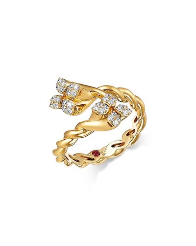Roberto Coin Roberto Coin 18K Yellow Gold Love in Verona Diamond Twist Bypass Ring, 0.28 tcw