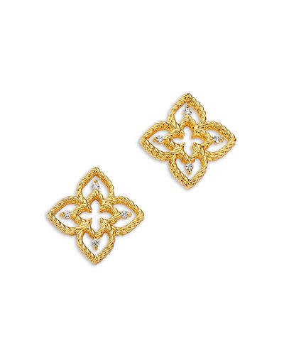 Roberto Coin Roberto Coin 18K Yellow Gold Venetian Princess Diamond Outline Stud Earrings, 0.05 tcw