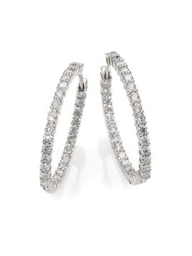Roberto Coin Women's 18K White Gold & Diamond Hoop Earrings/1.2"