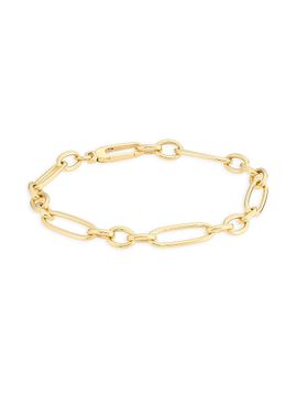 Roberto Coin Women's 18K Yellow Gold Mixed Paper Clip Chain Bracelet/7"