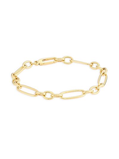 Roberto Coin Women's 18K Yellow Gold Mixed Paper Clip Chain Bracelet/7"