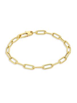 Roberto Coin Women's 18K Yellow Gold Polished & Fluted Paper Clip Chain Bracelet/7"