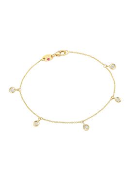 Roberto Coin Women's Diamond By The Inch 18K Yellow Gold & 0.23 TCW Diamond Dangle Bracelet