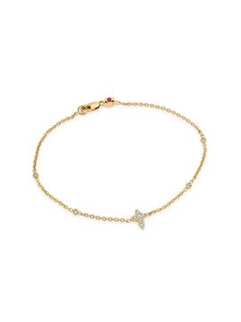 Roberto Coin Women's Diamonds by the Inch 18K Yellow Gold & 0.18 TCW Diamond Cross Charm Bracelet/7"