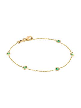 Roberto Coin Women's Diamonds By The Inch 18K Yellow Gold & Emerald Station Bracelet/7"