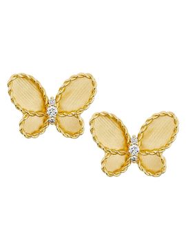 Roberto Coin Women's Jasmine 18K Yellow Gold & 0.09 TCW Diamond Butterfly Earrings