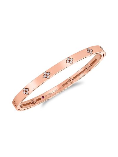 Roberto Coin Women's Love In Verona 18K Rose Gold & 0.15 TCW Diamond Bangle Bracelet