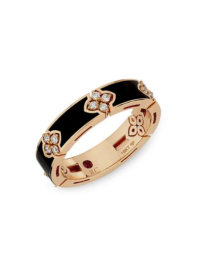 Roberto Coin Women's Love In Verona 18K Rose Gold, Enamel & 0.14 TCW Diamond Band