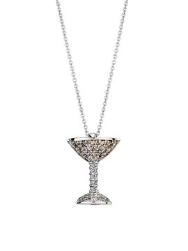 Roberto Coin Women's Tiny Treasures 18K White Gold & 0.11 TCW Diamond Espresso Martini Pendant Necklace