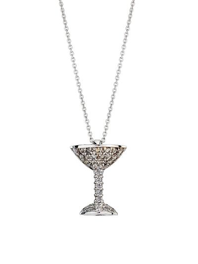 Roberto Coin Women's Tiny Treasures 18K White Gold & 0.11 TCW Diamond Espresso Martini Pendant Necklace