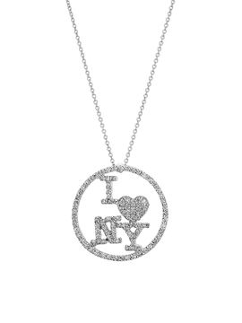 Roberto Coin Women's Tiny Treasures 18K White Gold & 0.60 TCW Diamond "I Love NY" Pendant Necklace