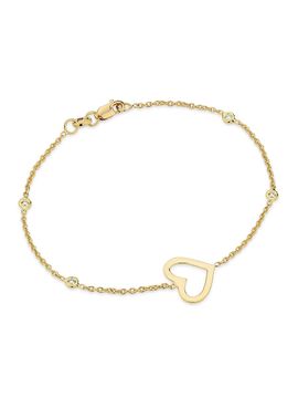 Roberto Coin Women's Tiny Treasures 18K Yellow Gold & 0.08 TCW Diamond Open Heart Chain Bracelet/7"