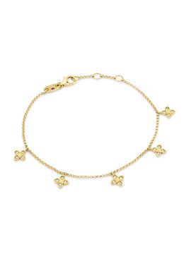 Roberto Coin Women's Venetian Princess 18K Yellow Gold & 0.18 TCW Diamond Flower Charm Bracelet/7"