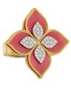 Roberto Coin Women's Venetian Princess 18K Yellow Gold, Rhodonite & 0.65 TCW Diamond Flower Ring - 4