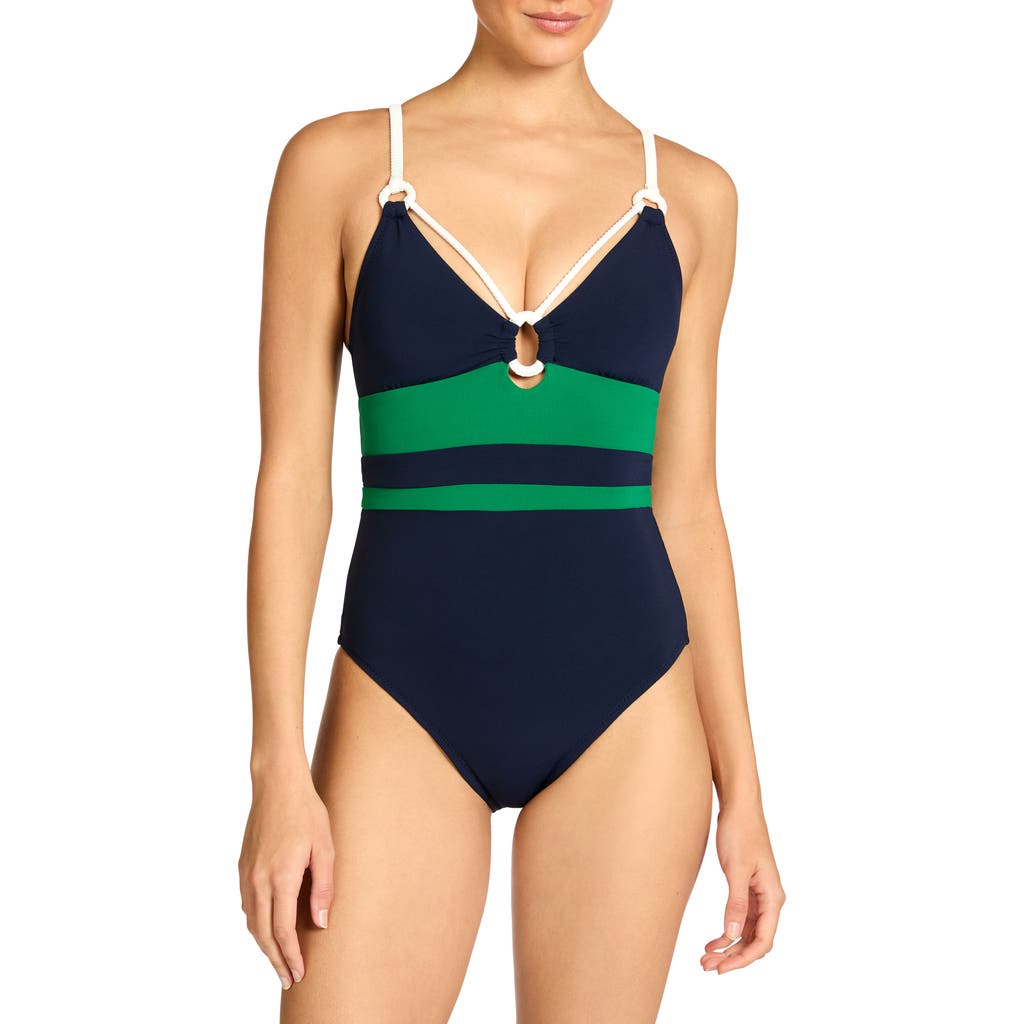 Robin Piccone Robin Piccone Jacqui Stripe O-Ring One-Piece Swimsuit